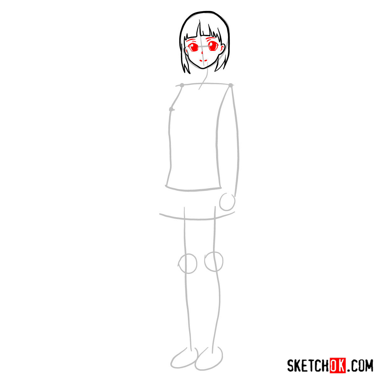 How to draw Kirigaya Suguha - step 04