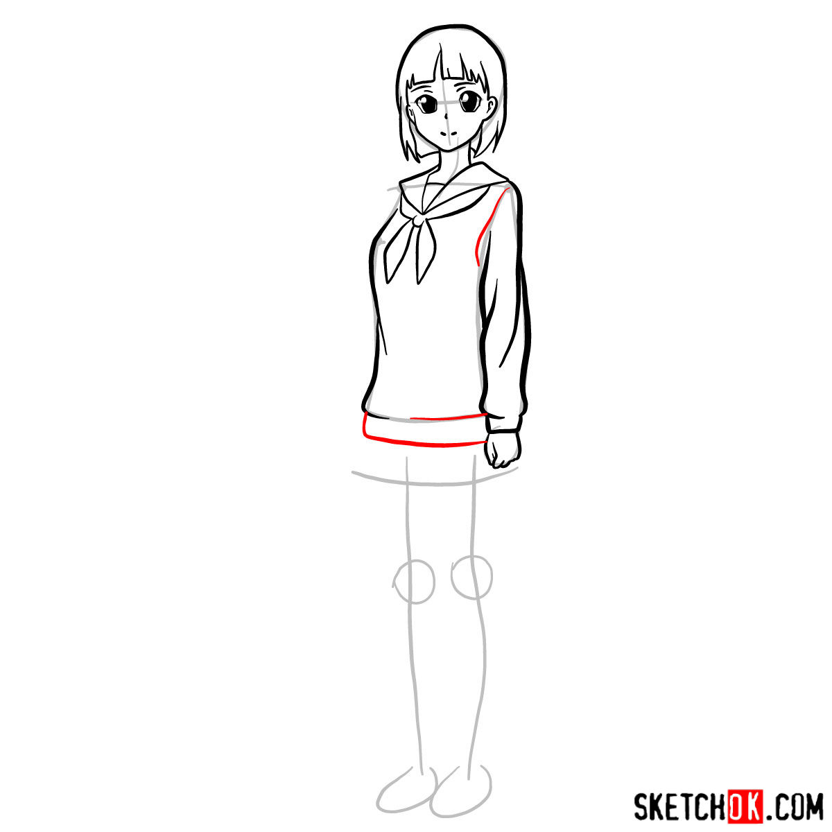 How to draw Kirigaya Suguha - step 09