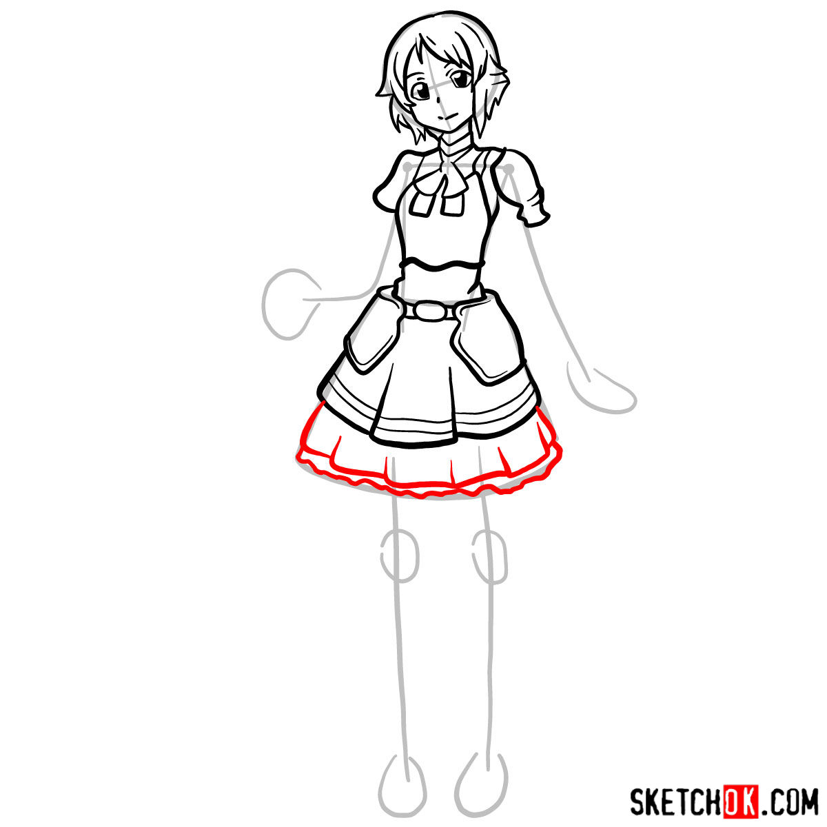How to draw Lisbeth from Sword Art Online - step 10