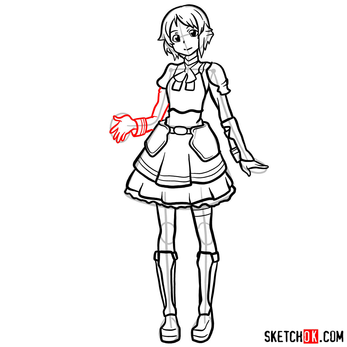 How to draw Lisbeth from Sword Art Online - step 14