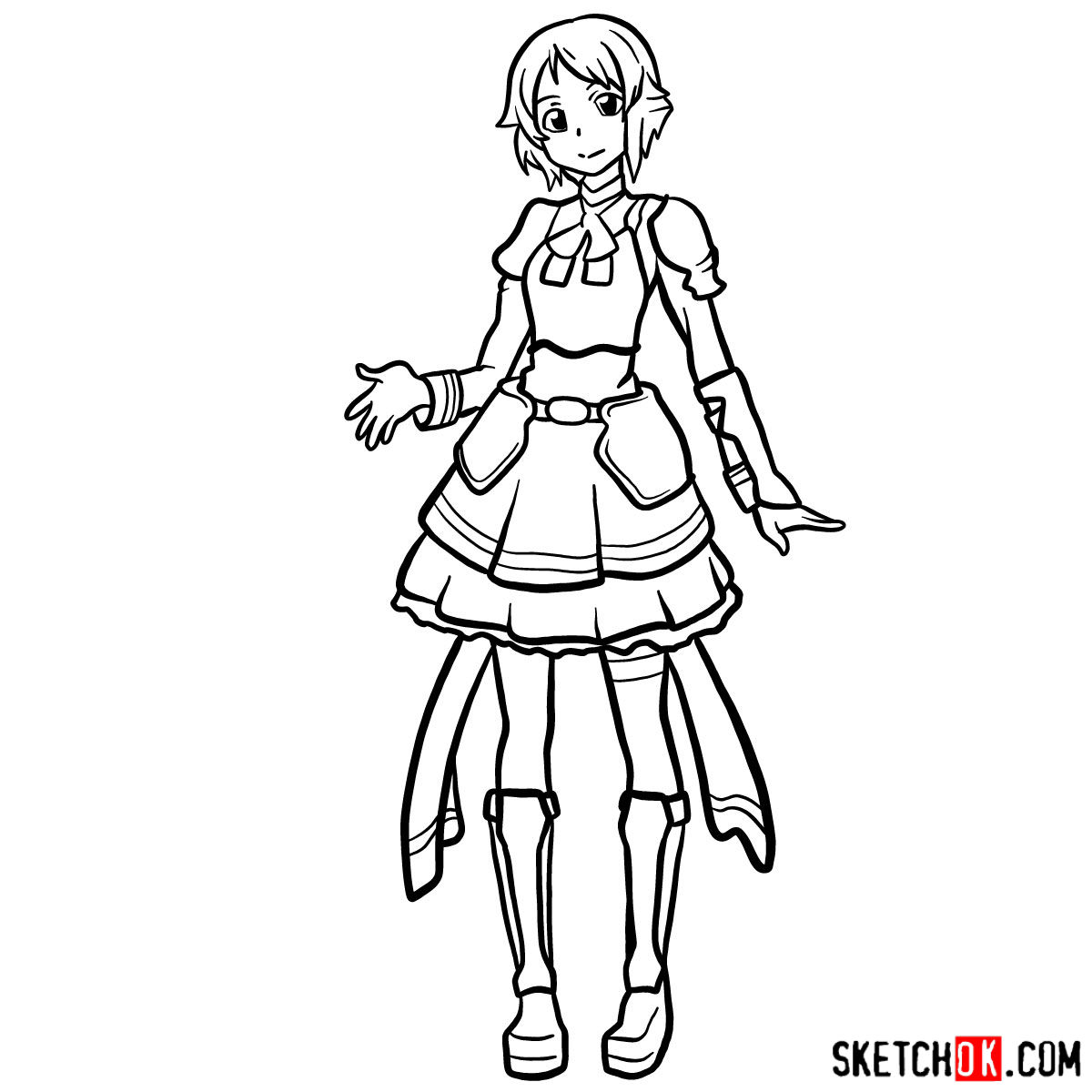 How to draw Lisbeth from Sword Art Online - step 16