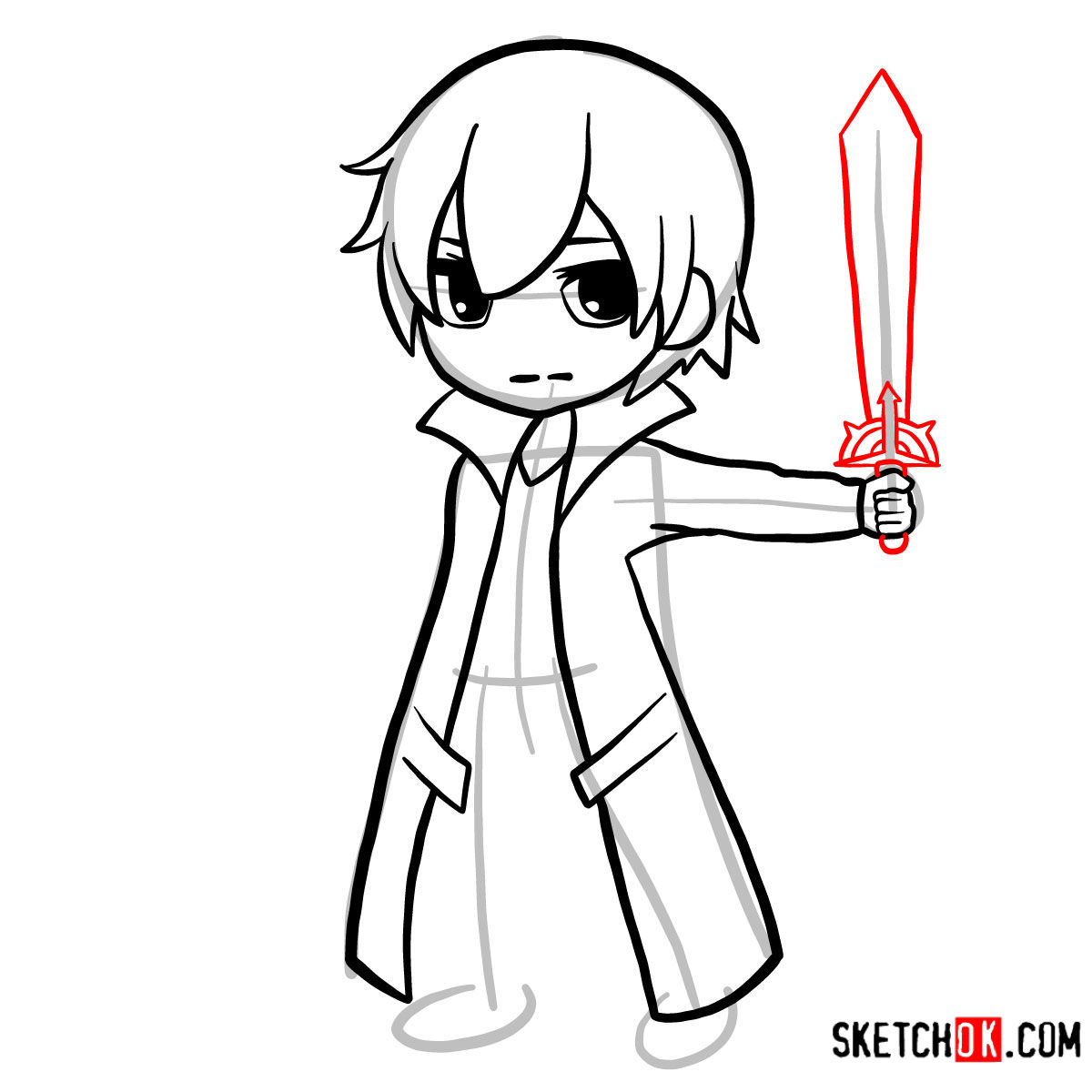 How to draw Kirito chibi | Sword art Online - step 08