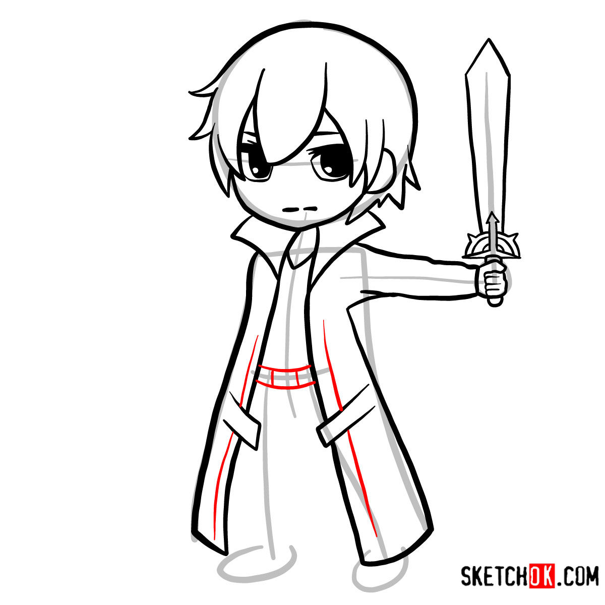 How to draw Kirito chibi | Sword art Online - step 09