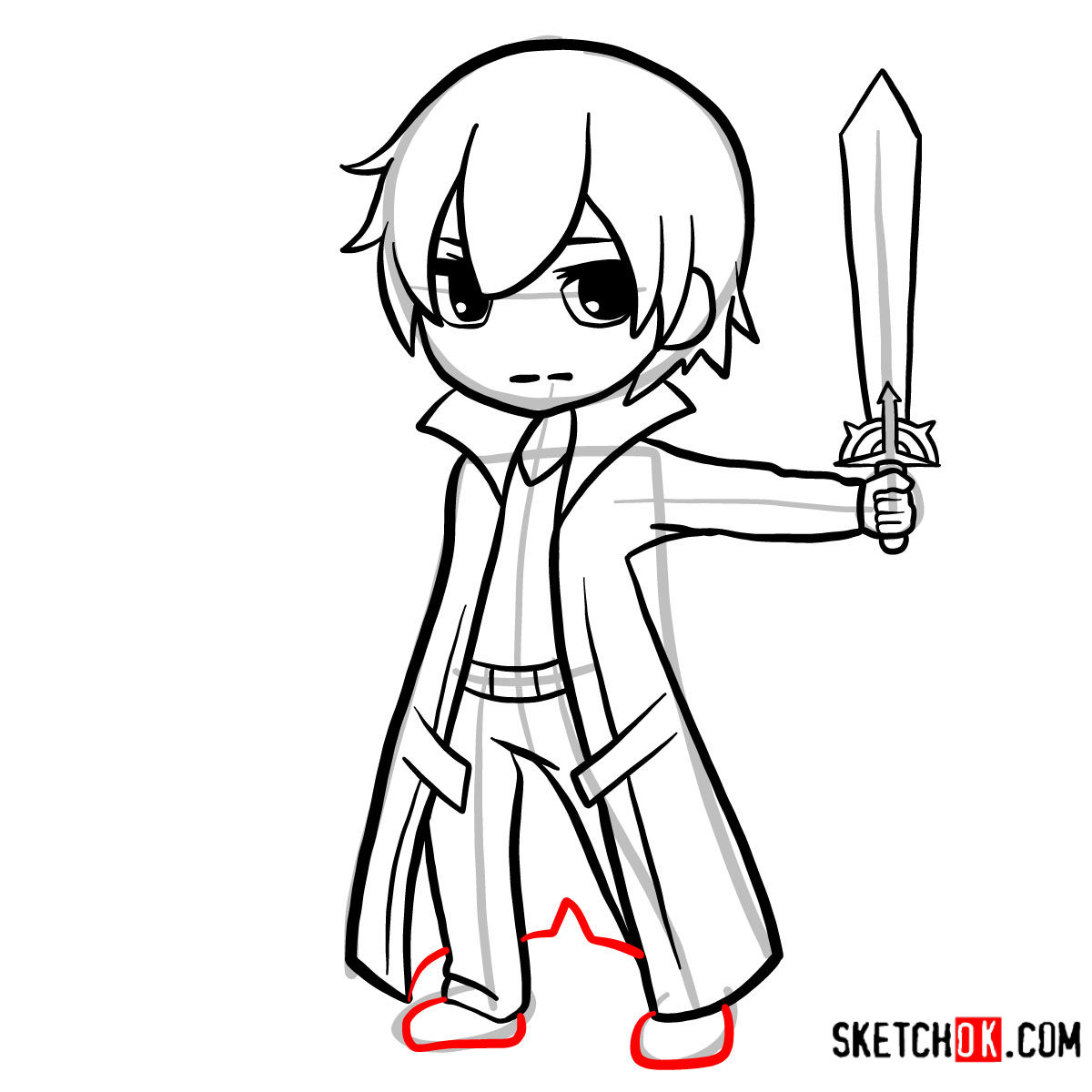 How to draw Kirito chibi | Sword art Online - step 11