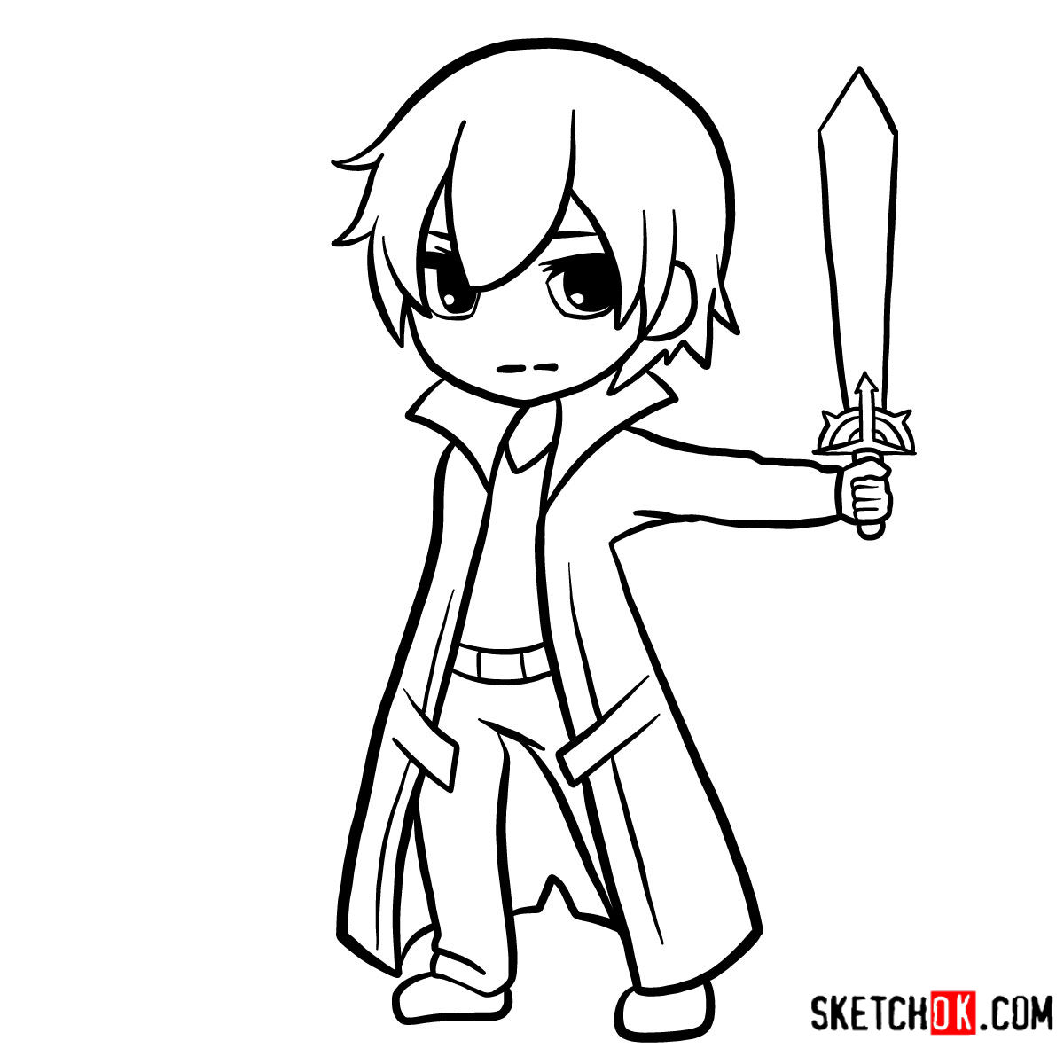 How to draw Kirito chibi | Sword art Online - step 12