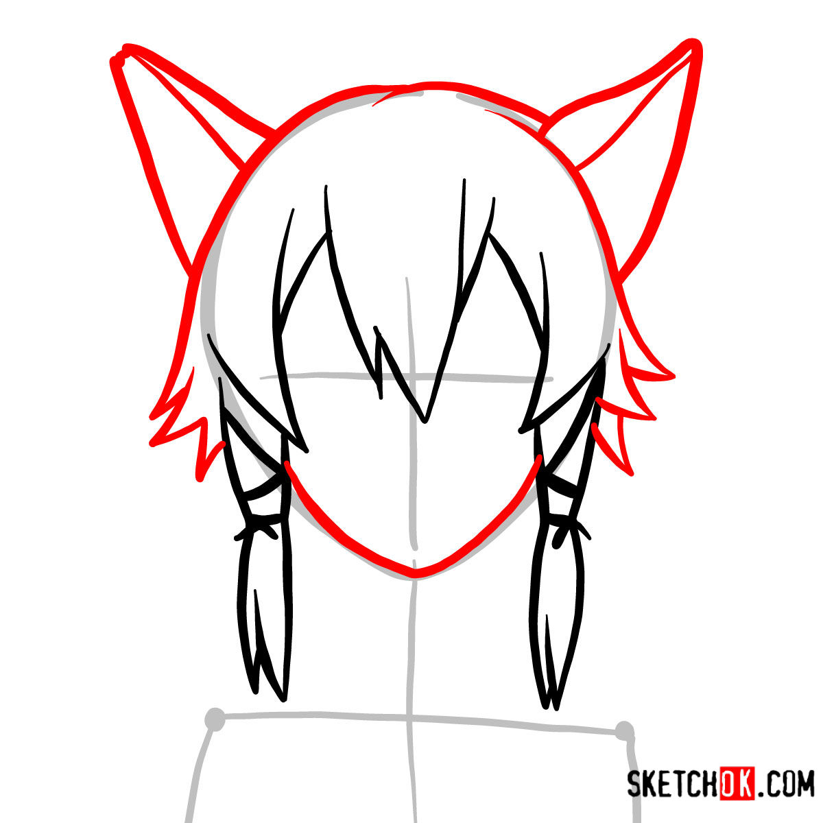 How to draw Sinon's face | Sword art Online - step 03