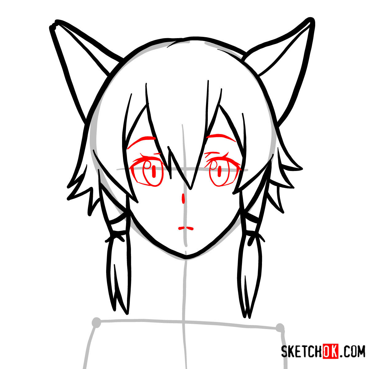 How to draw Sinon's face | Sword art Online - step 04