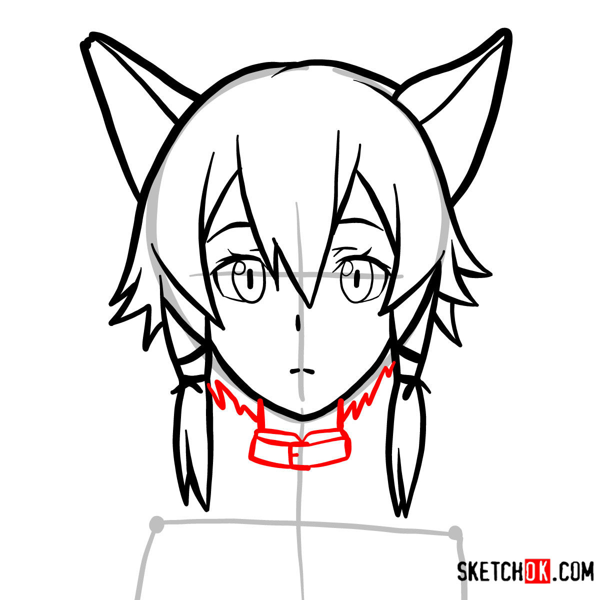 How to draw Sinon's face | Sword art Online - step 05