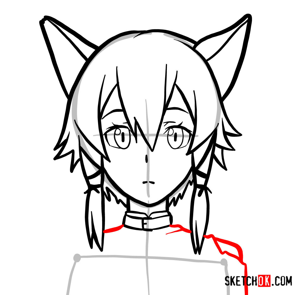 How to draw Sinon's face | Sword art Online - step 06
