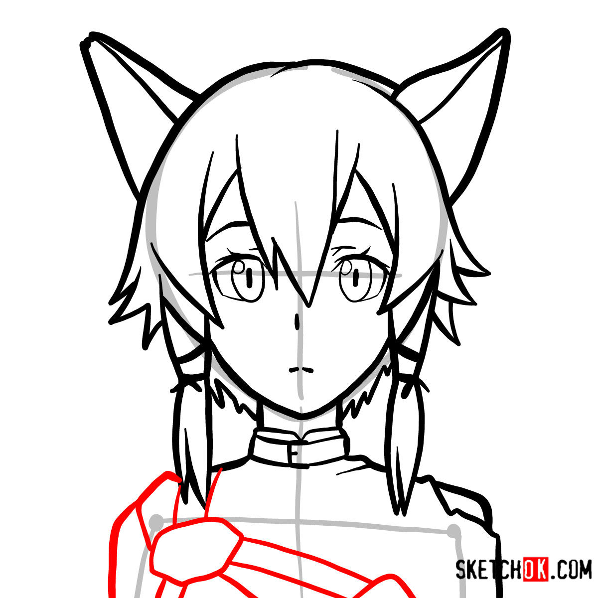 How to draw Sinon's face | Sword art Online - step 07