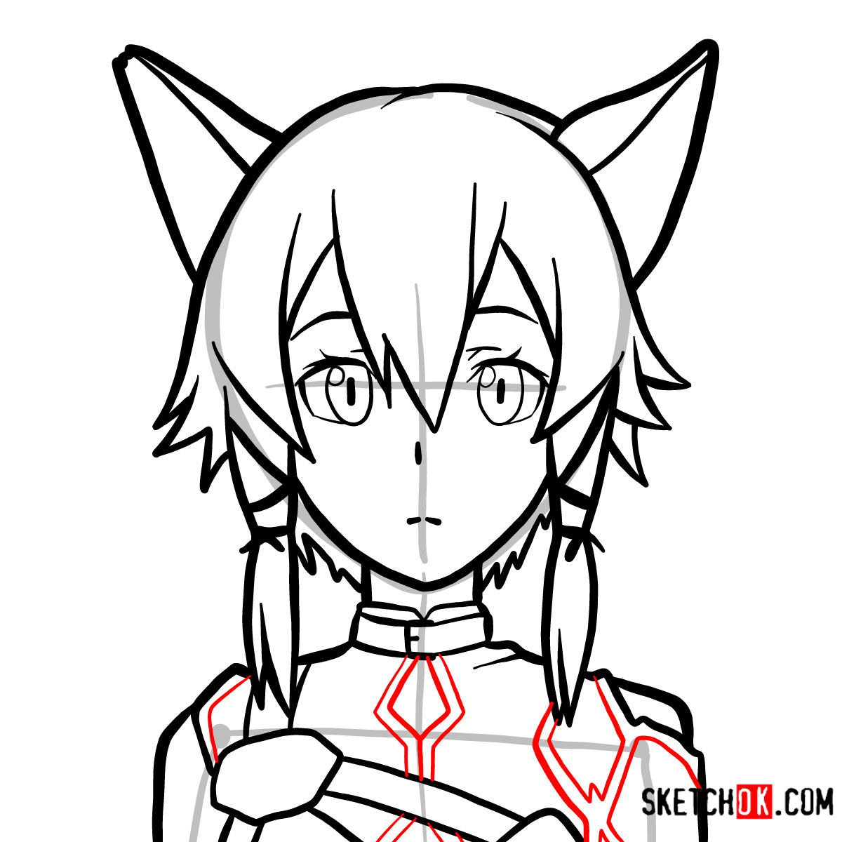 How to draw Sinon's face | Sword art Online - step 08