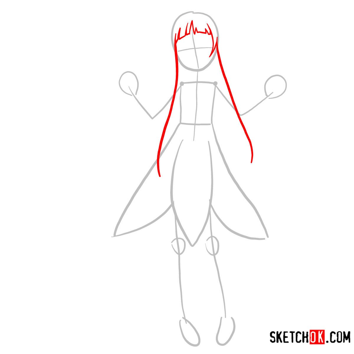 How to draw Yui | Sword art Online - step 02