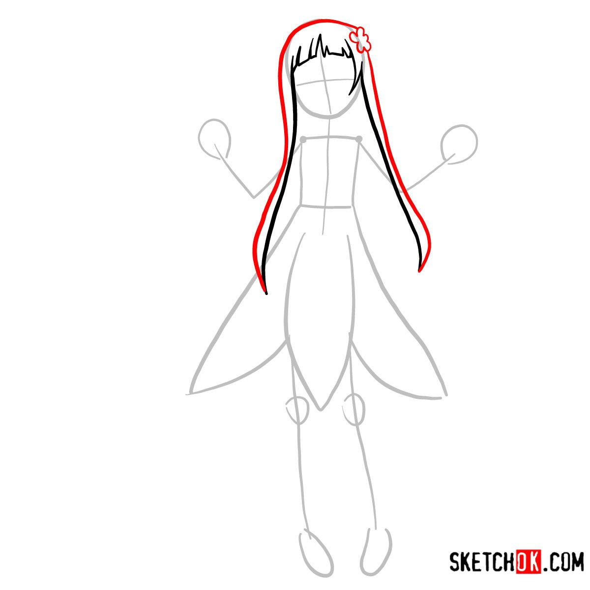 How to draw Yui | Sword art Online - step 03