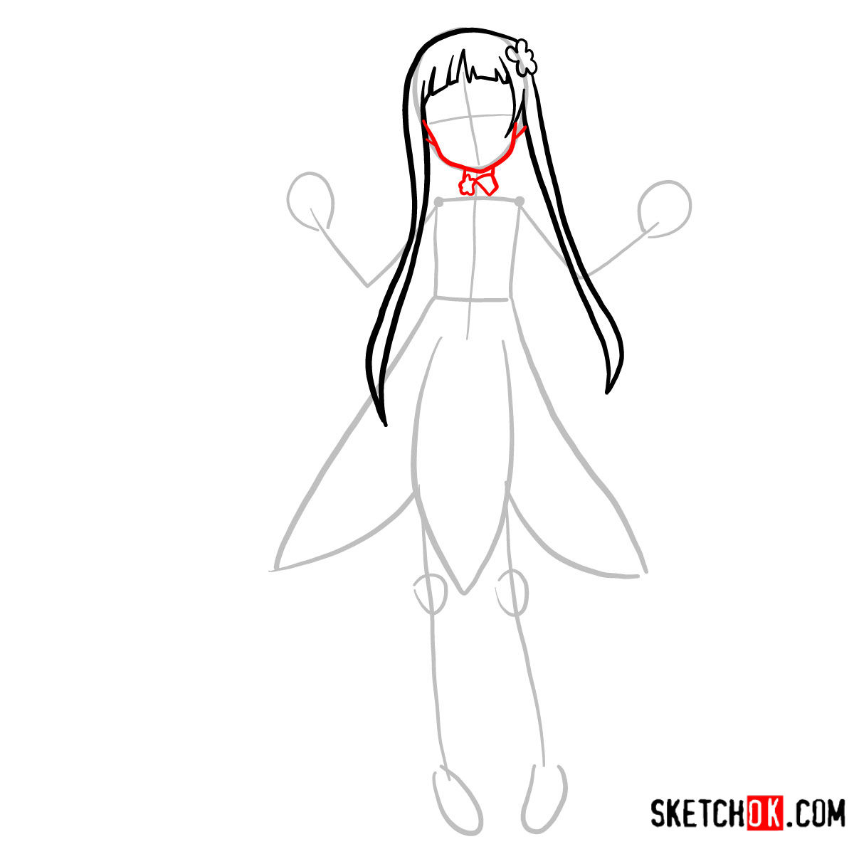 How to draw Yui | Sword art Online - step 04