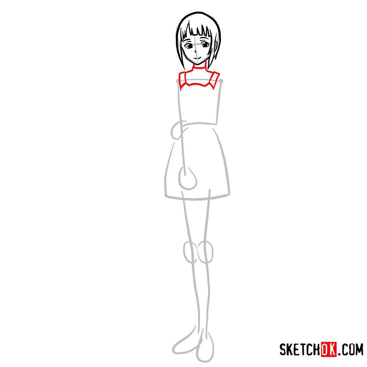 How to draw Sachi | Sword art Online - step 05