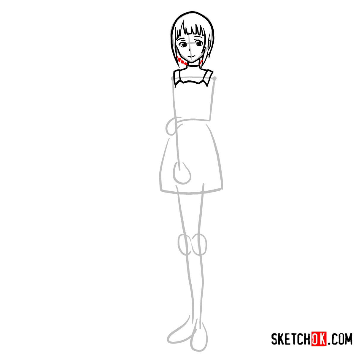 How to draw Sachi | Sword art Online - step 06
