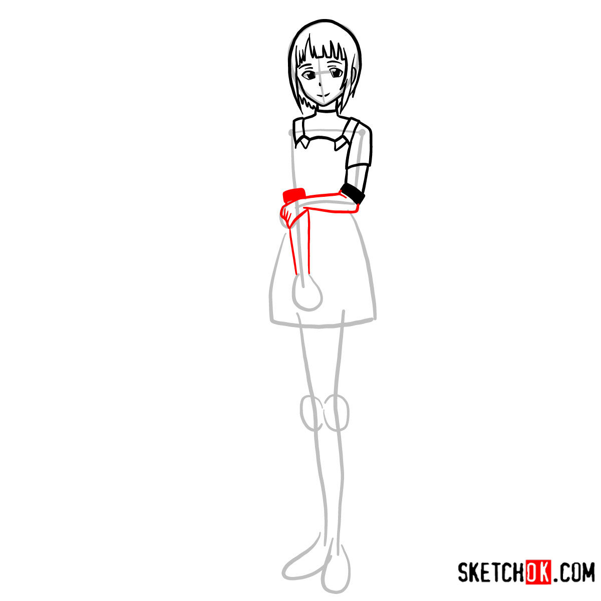 How to draw Sachi | Sword art Online - step 08