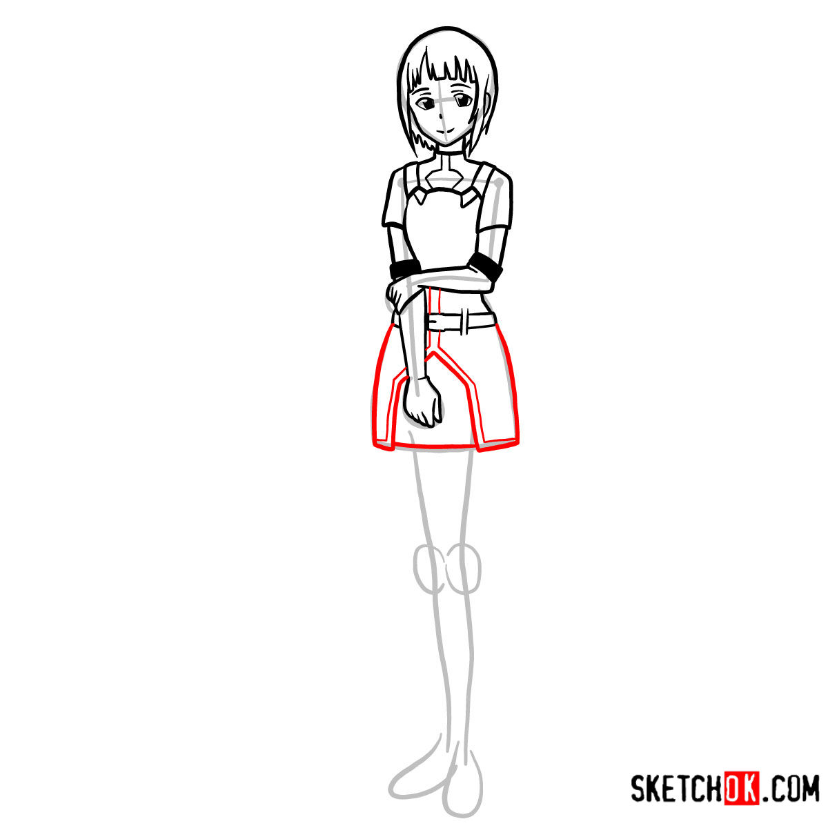How to draw Sachi | Sword art Online - step 11