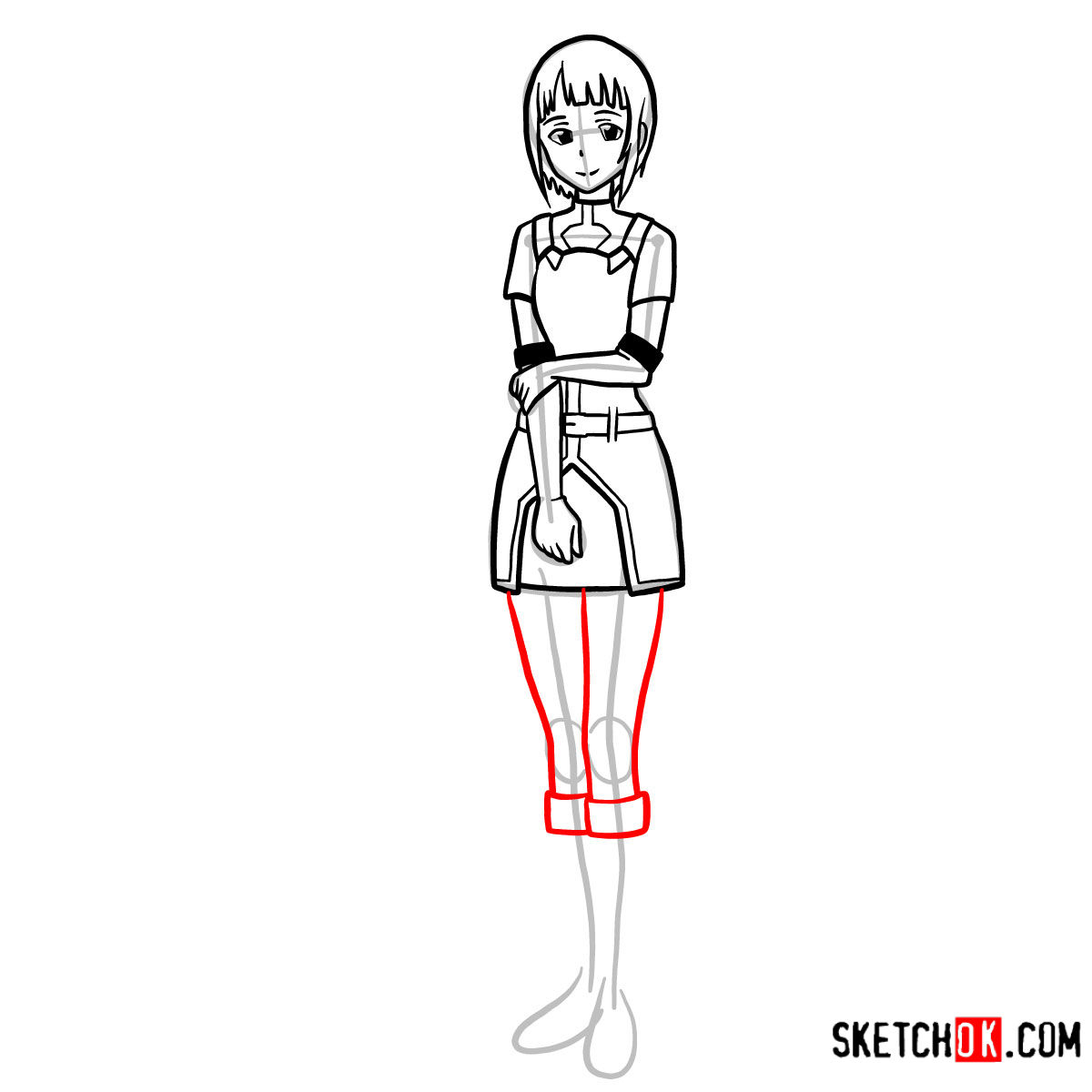 How to draw Sachi | Sword art Online - step 12