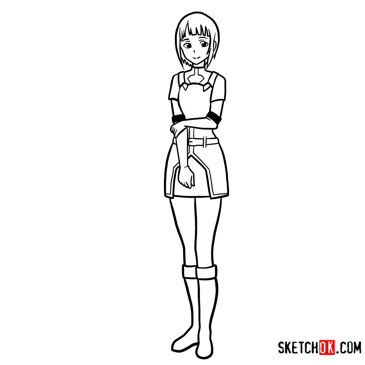 How to draw Sachi | Sword art Online - step 14