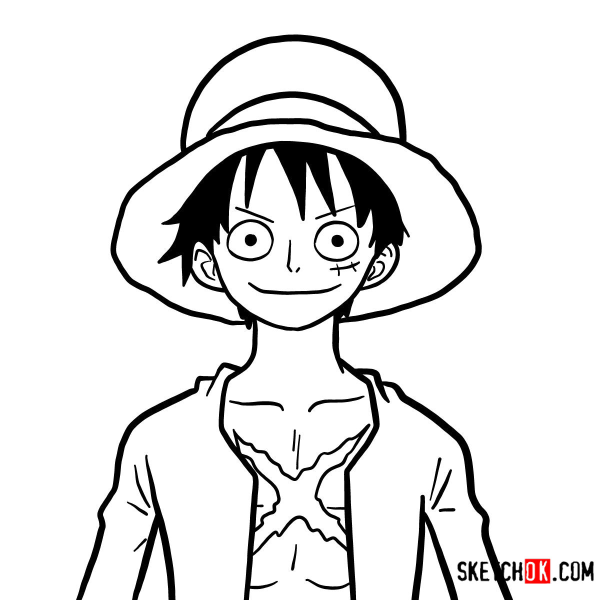 How to draw Monkey D. Luffy face | One Piece