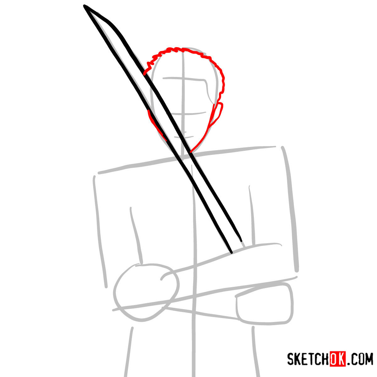 How to draw Roronoa Zoro with swords | One Piece - step 04