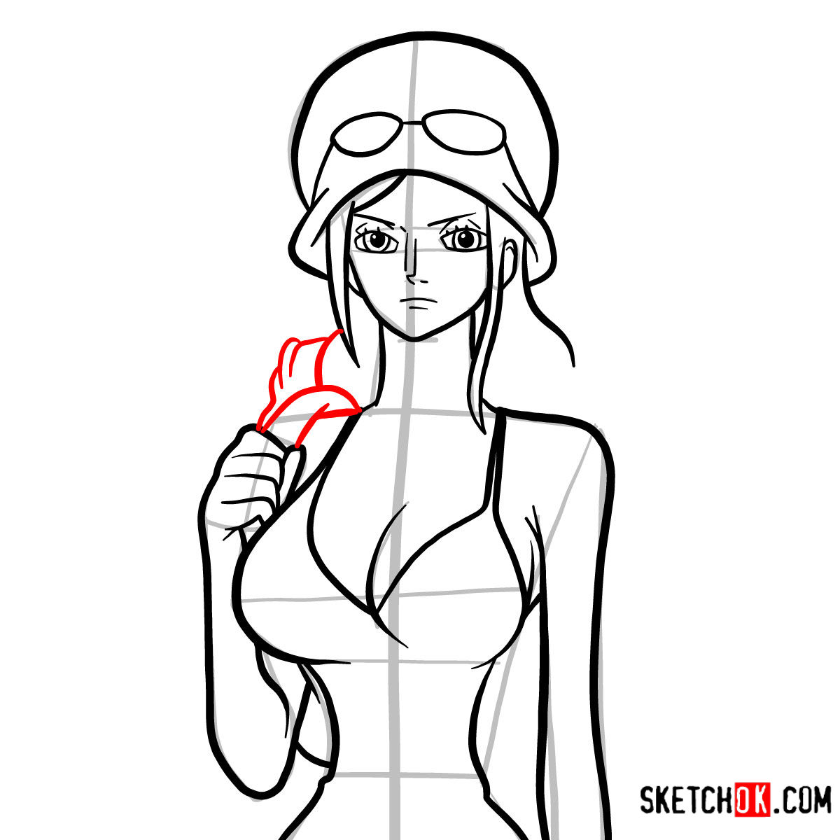 How to draw Nico Robin | One Piece - step 11