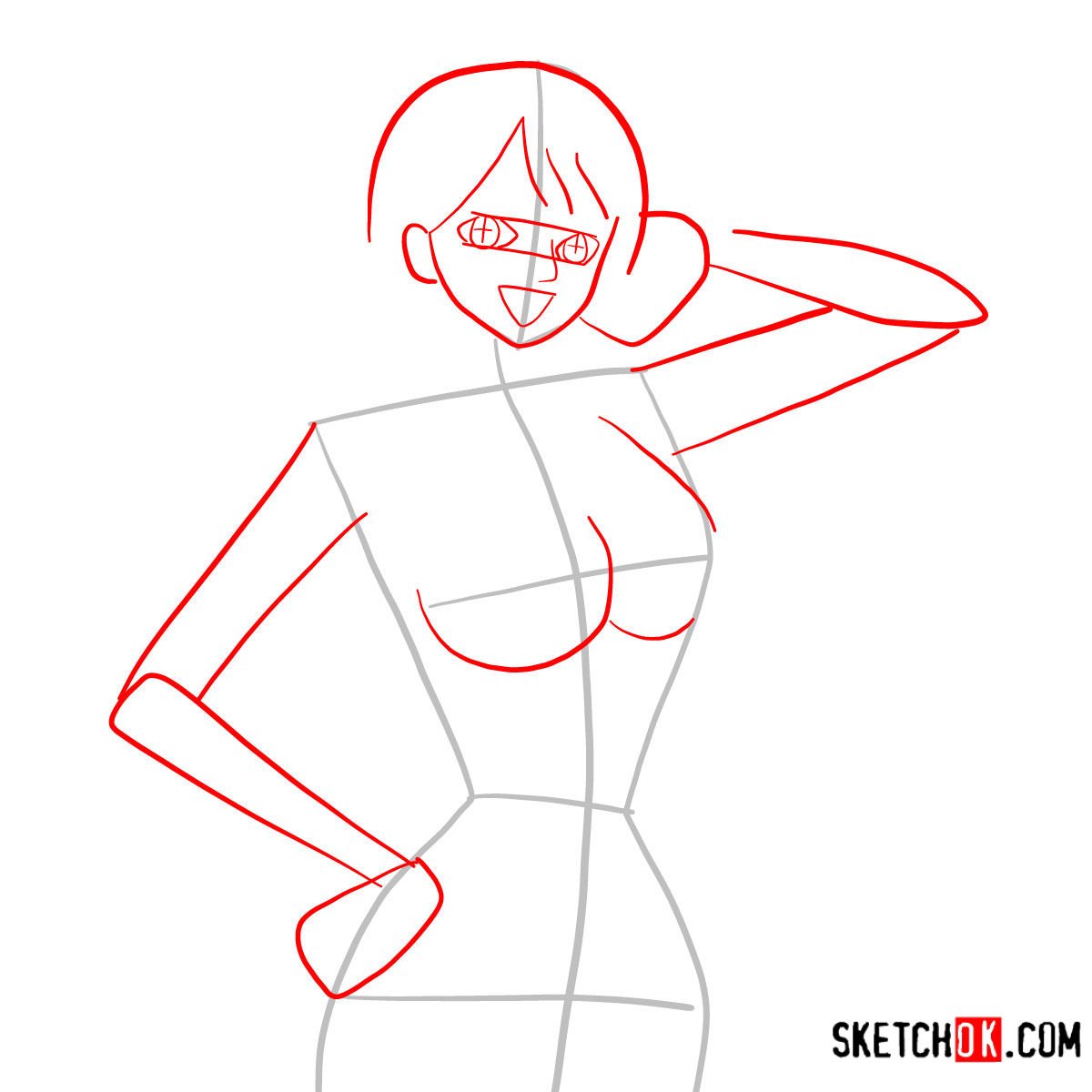 How to draw Nami One Piece - step 02.