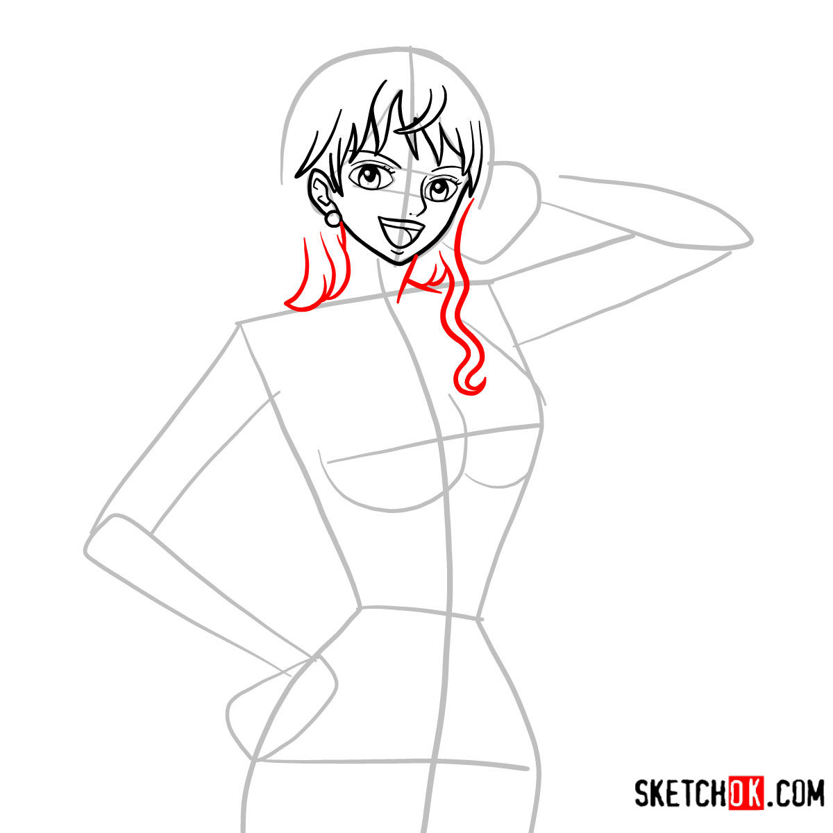 How to draw Nami | One Piece - step 07