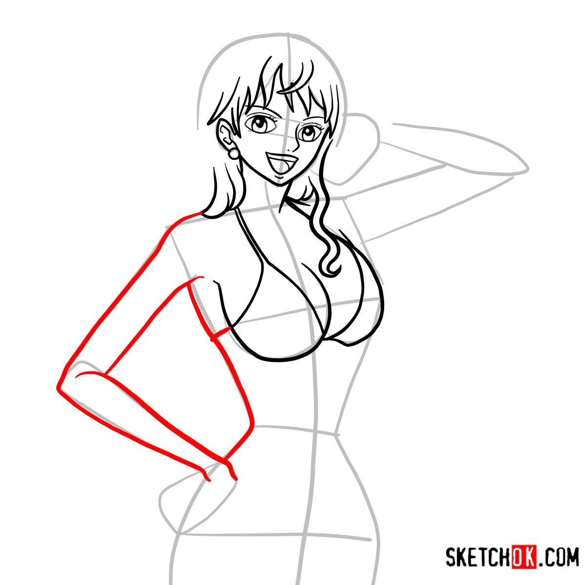 How to draw Nami | One Piece - step 09