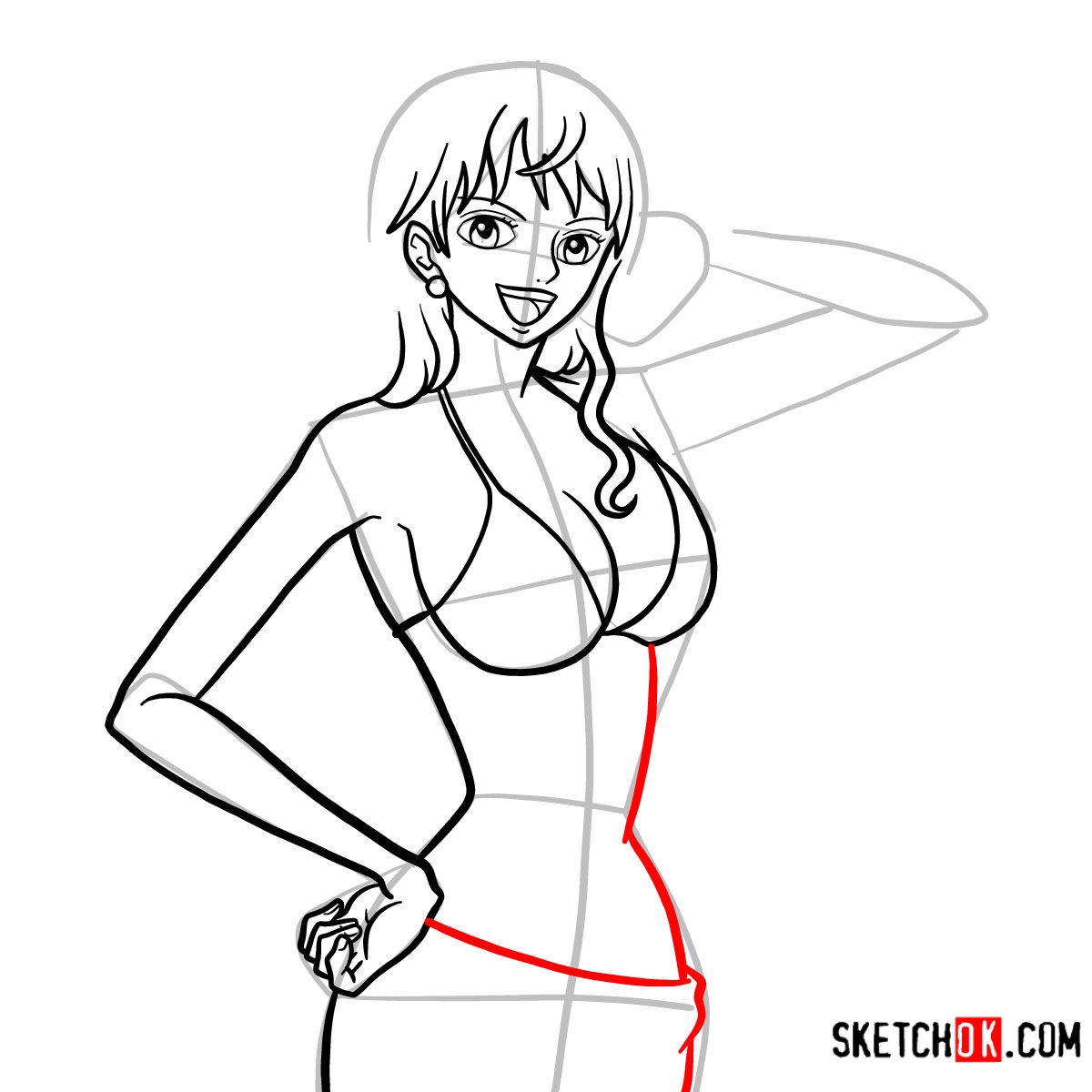 How to draw Nami | One Piece - step 11