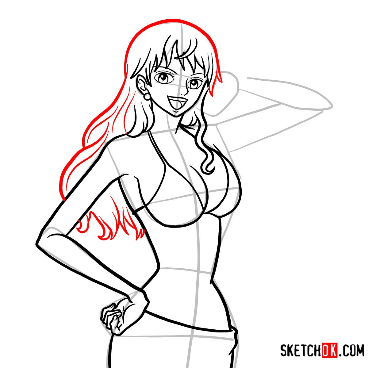 How to draw Nami | One Piece - step 12