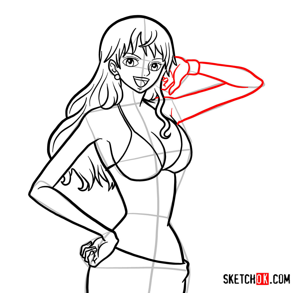 How to draw Nami | One Piece - step 13