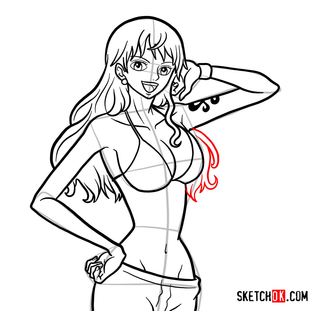 How to draw Nami | One Piece - step 15