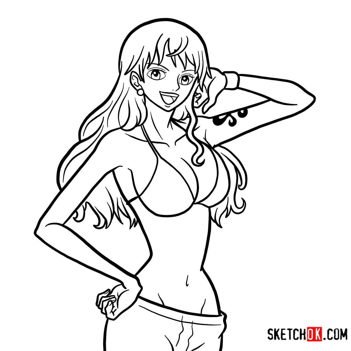 How To Draw Nami One Piece Sketchok Easy Drawing Guides