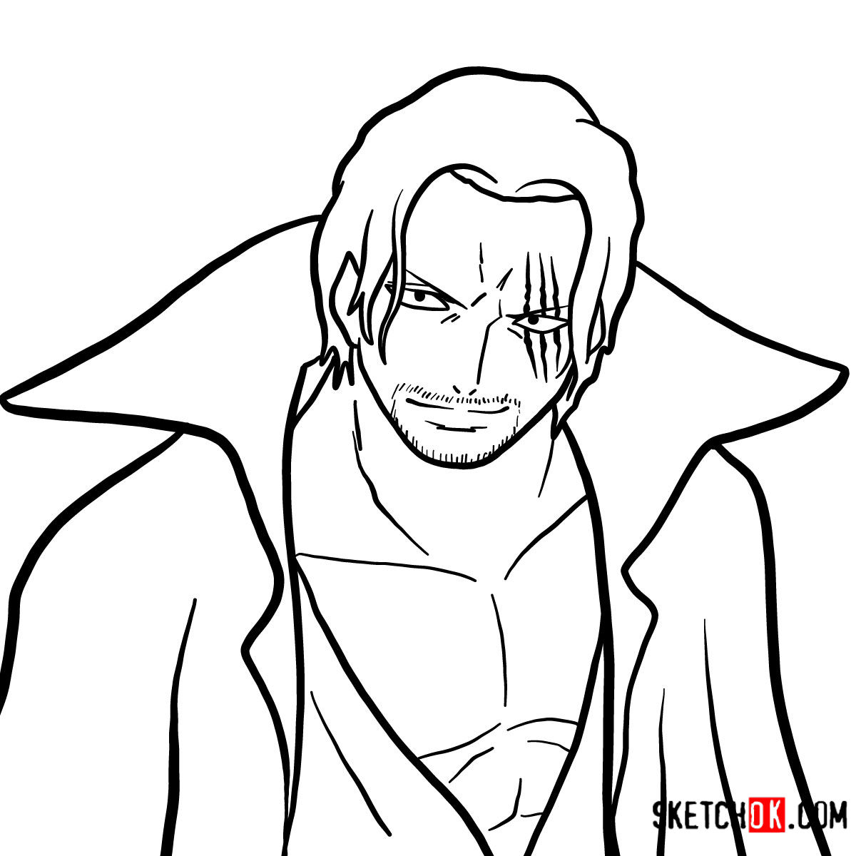 How To Draw Shanks One Piece Sketchok