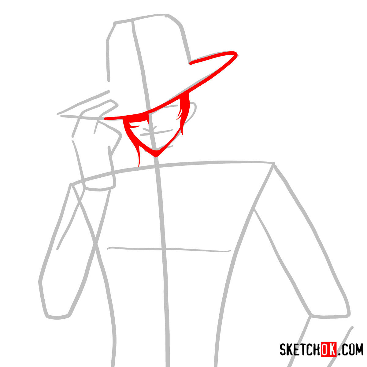 How to draw Portgas D. Ace | One Piece - step 03