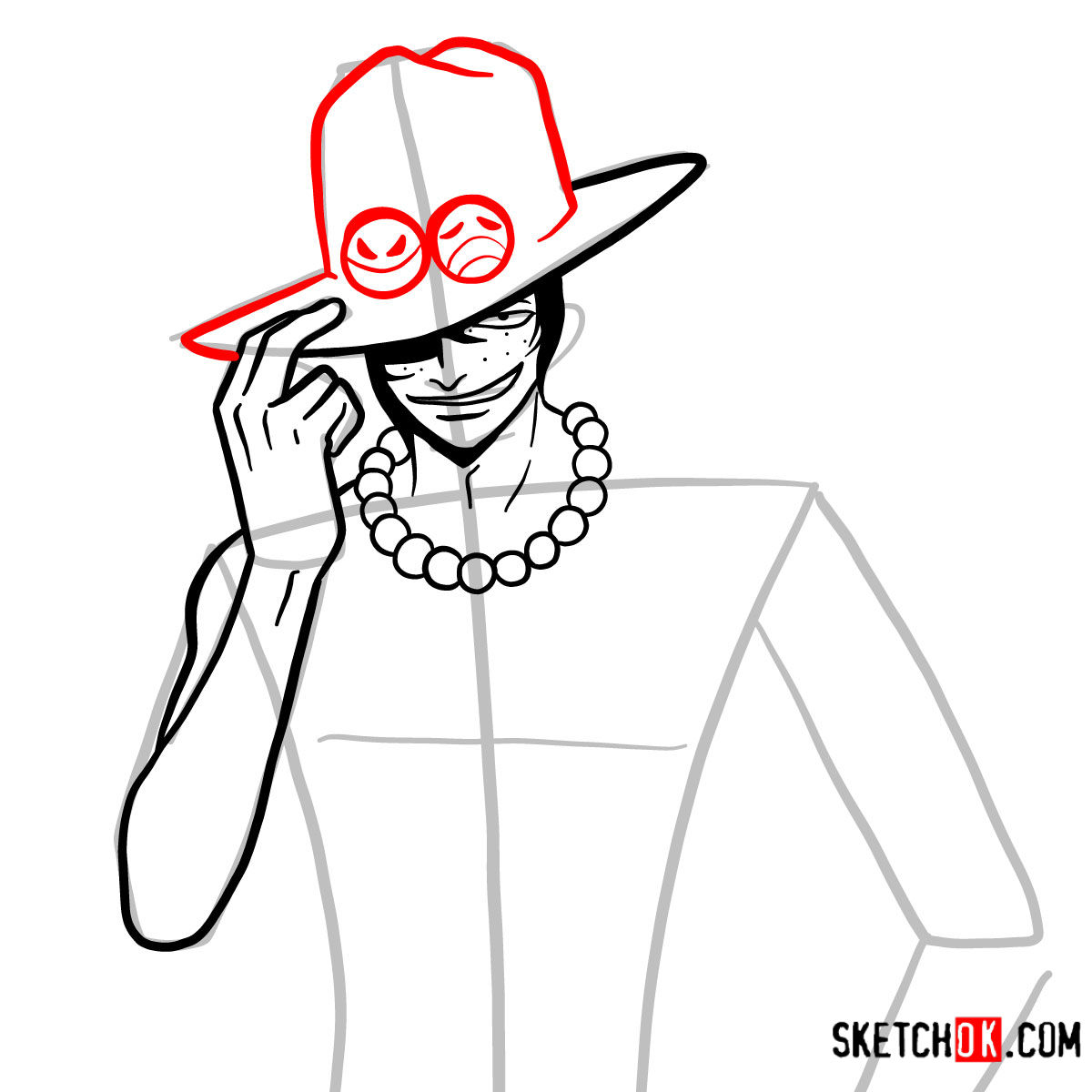 How to draw Portgas D. Ace | One Piece - step 08