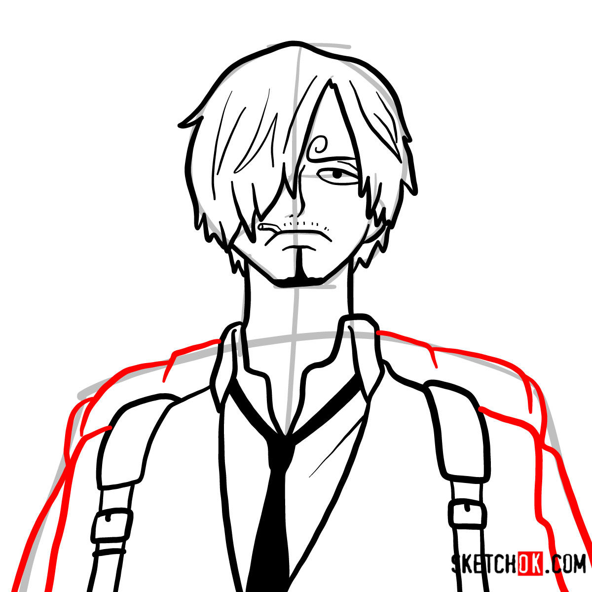 How To Draw Sanji One Piece Sketchok Easy Drawing Guides