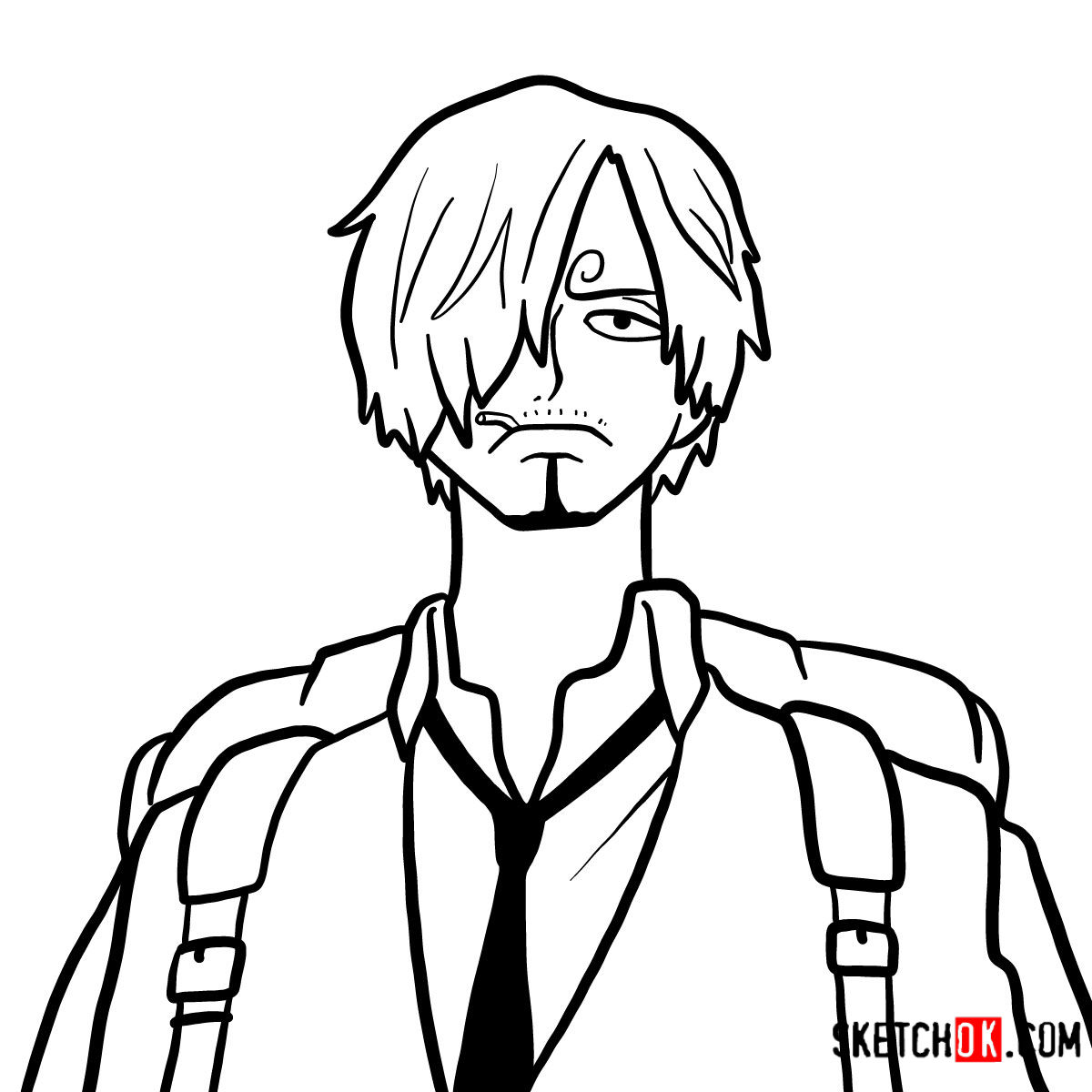 How To Draw Sanji One Piece Sketchok Easy Drawing Guides