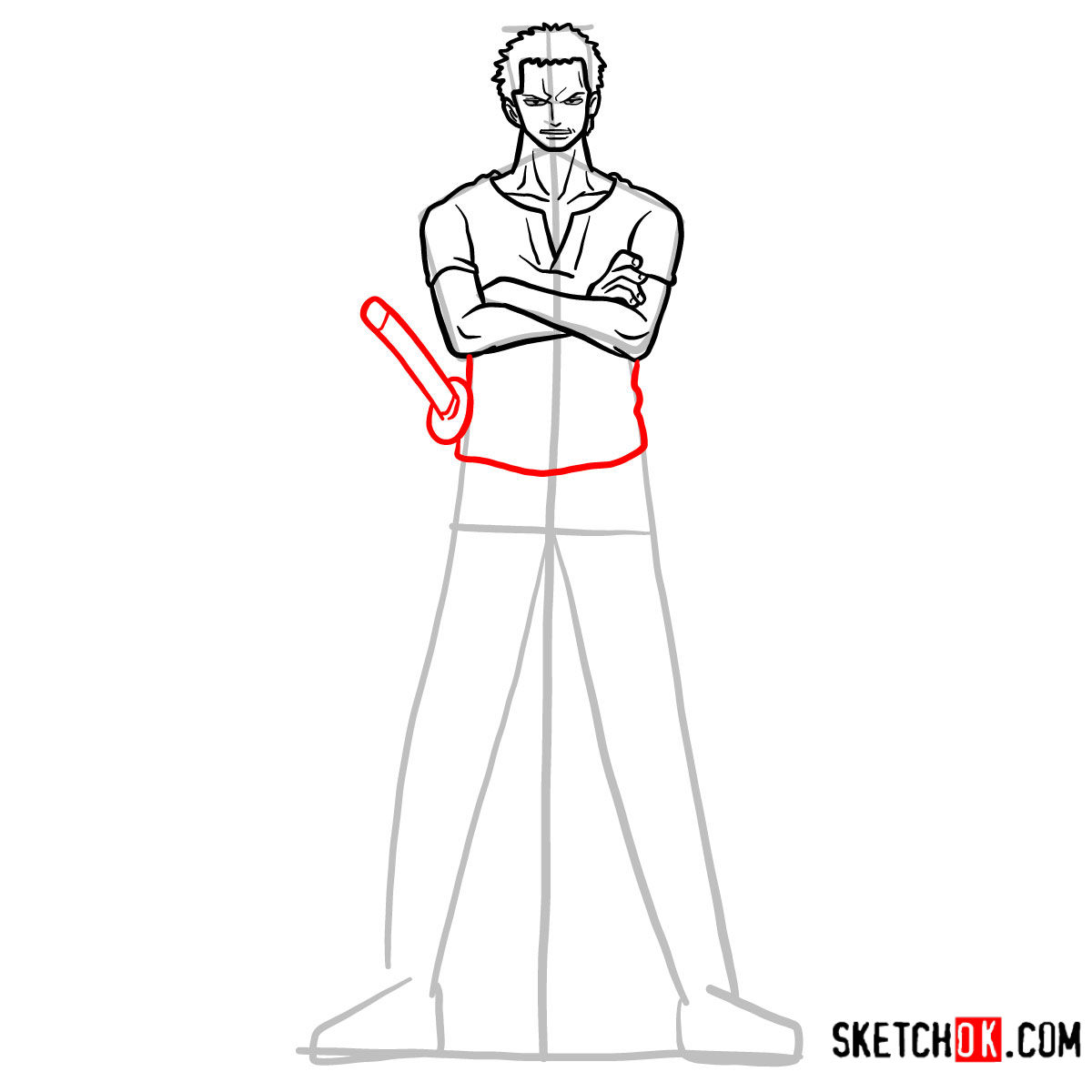 How To Draw Roronoa Zoro Full Growth One Piece Sketchok Easy Drawing Guides