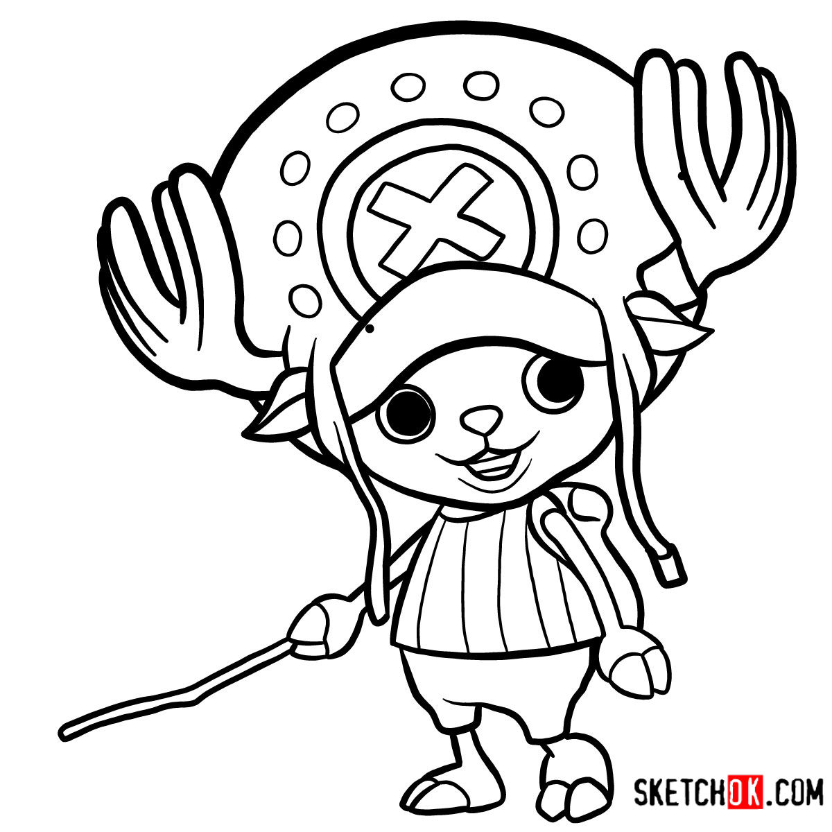 How To Draw Tony Tony Chopper One Piece Sketchok Easy Drawing Guides