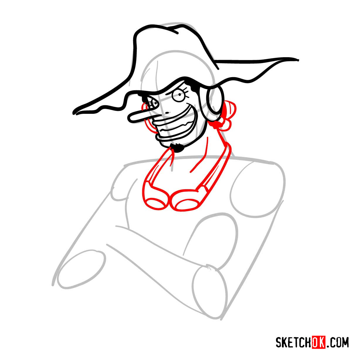 How to draw Usopp from One Piece - step 06