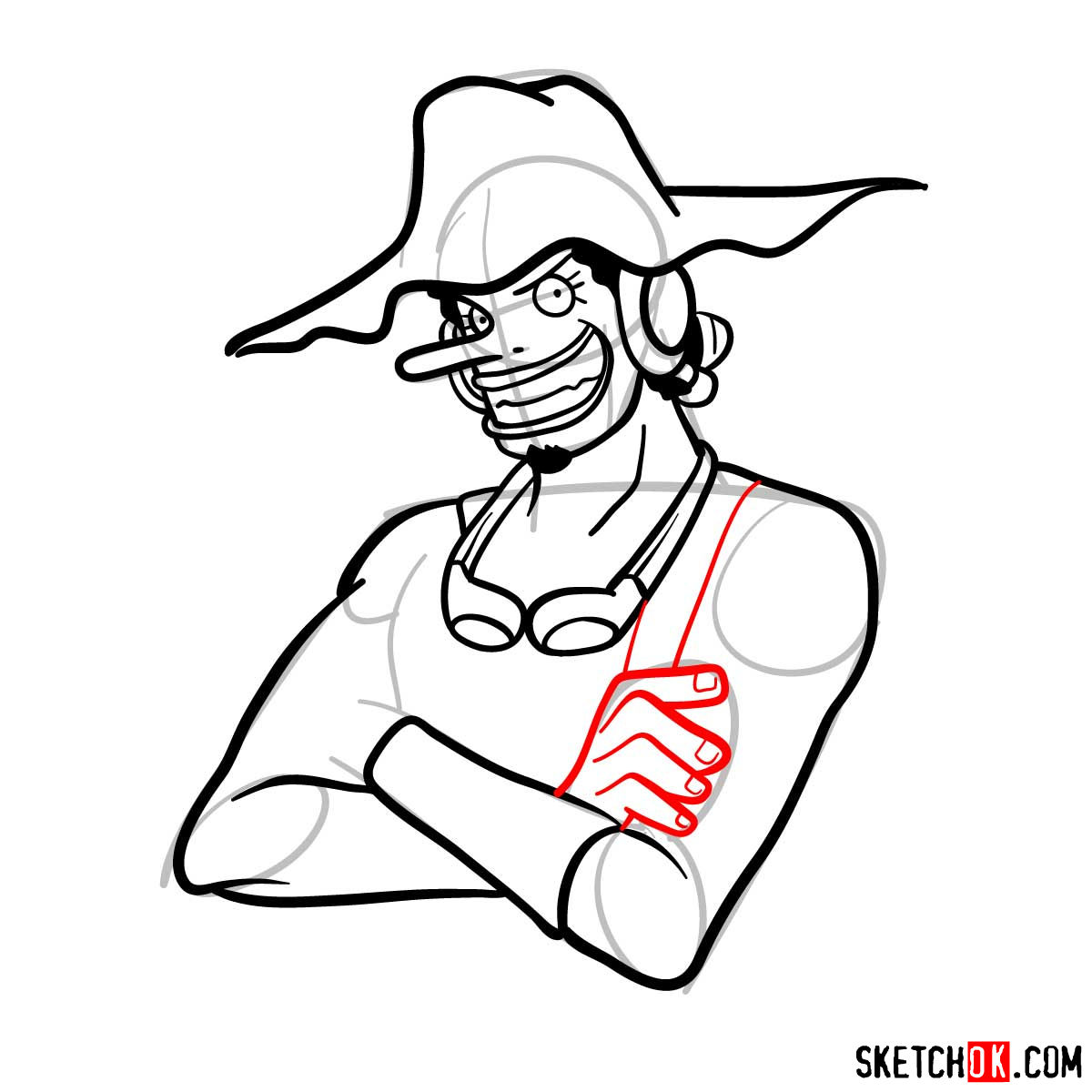 How to draw Usopp from One Piece - step 09