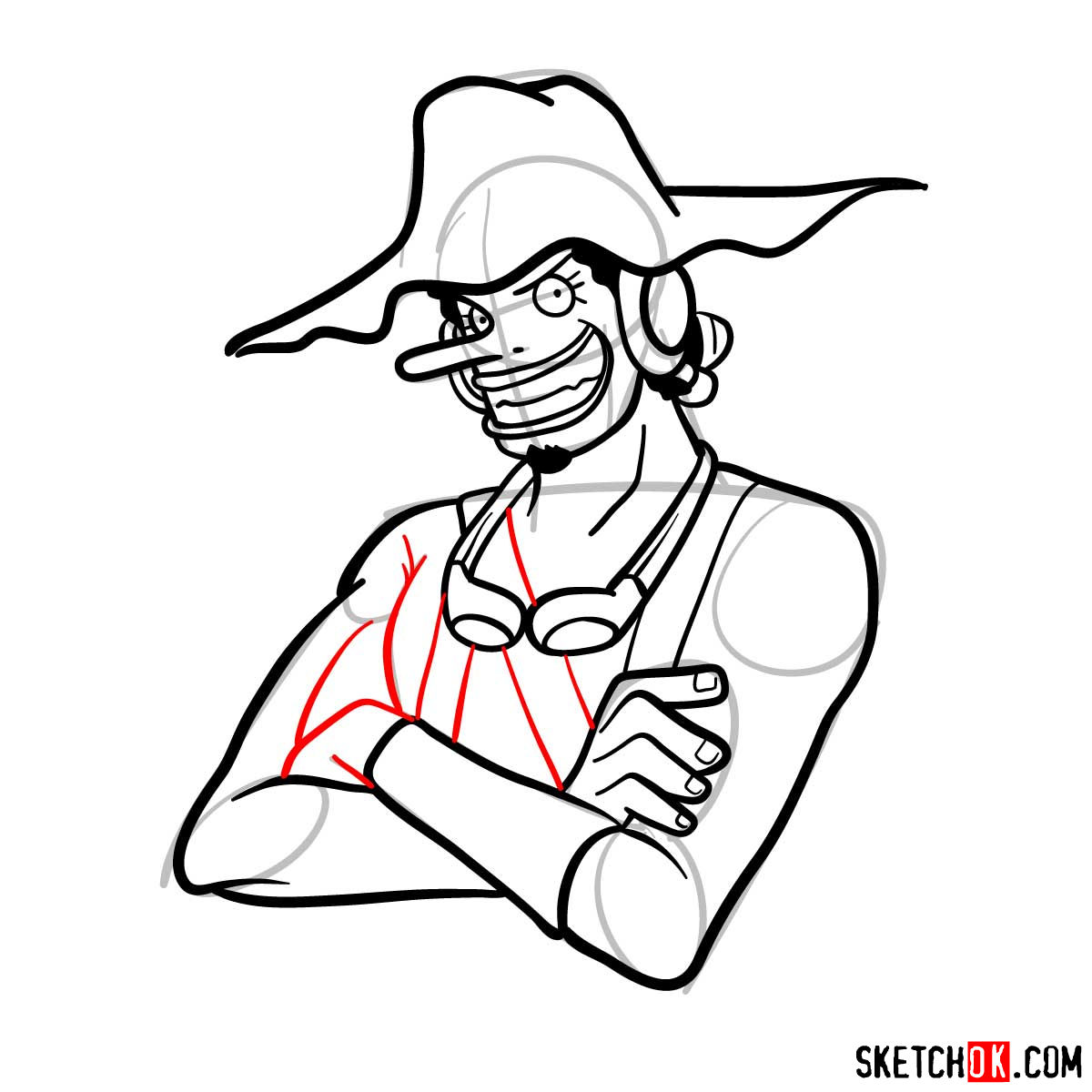 How to draw Usopp from One Piece - step 10