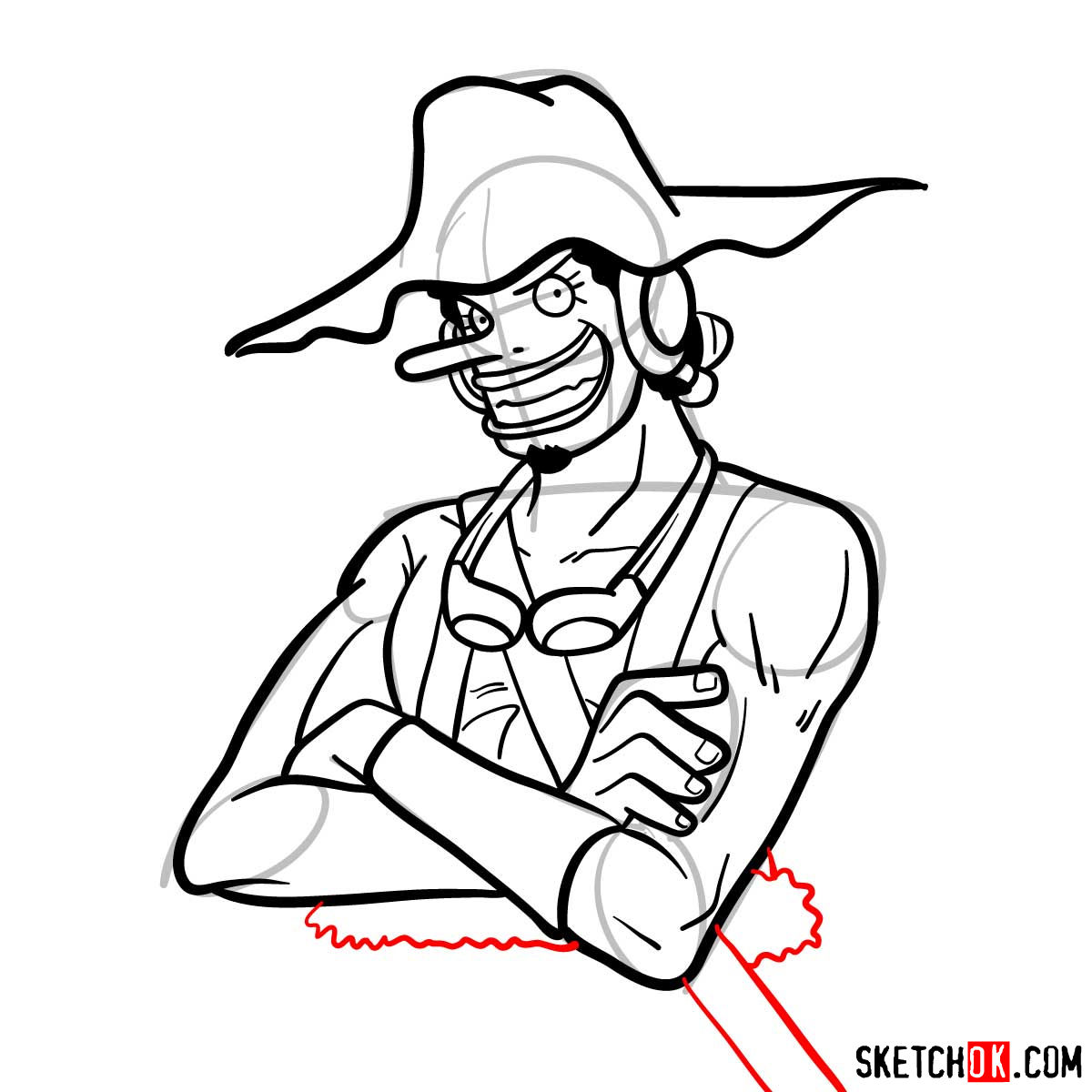 How to draw Usopp from One Piece - step 12