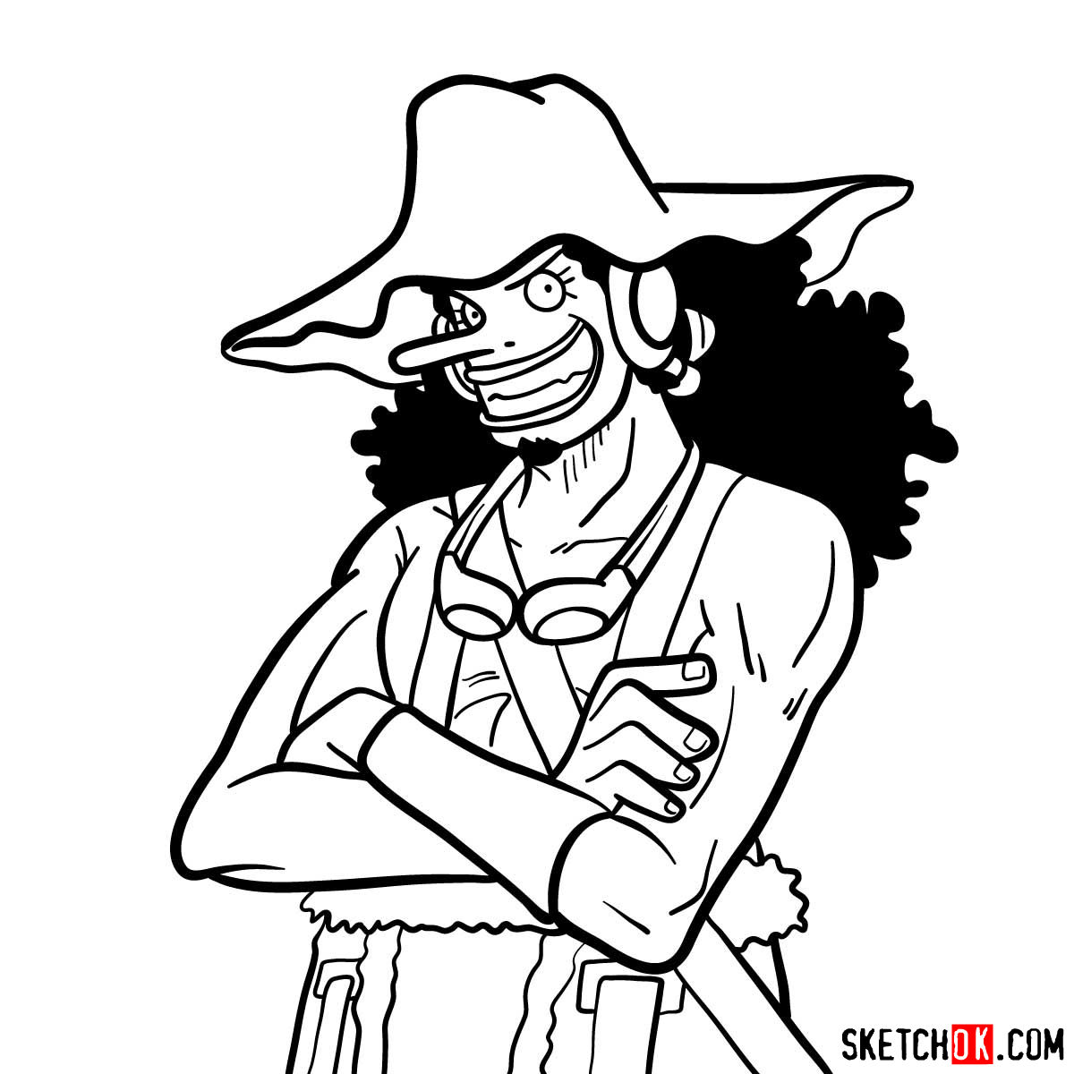 How To Draw Usopp From One Piece Sketchok Easy Drawing Guides