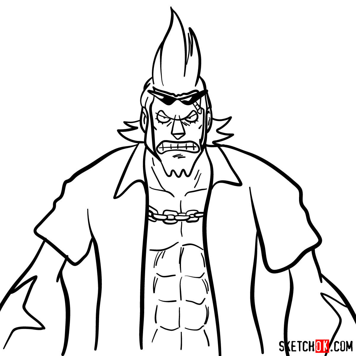 How To Draw Franky From One Piece Anime Sketchok