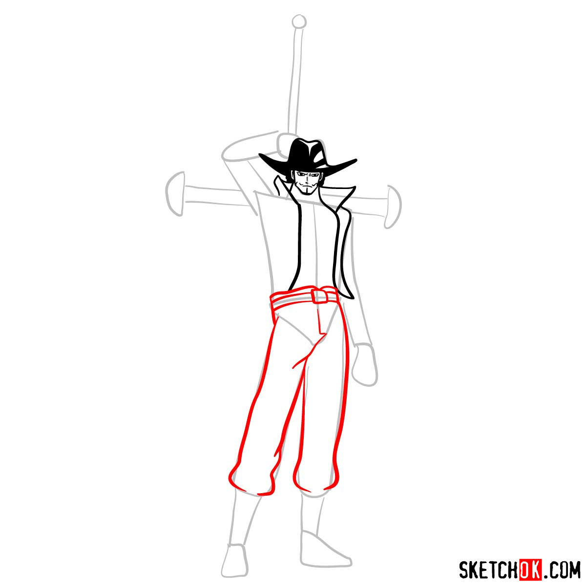 How to draw Dracule Mihawk full growth | One Piece - step 07