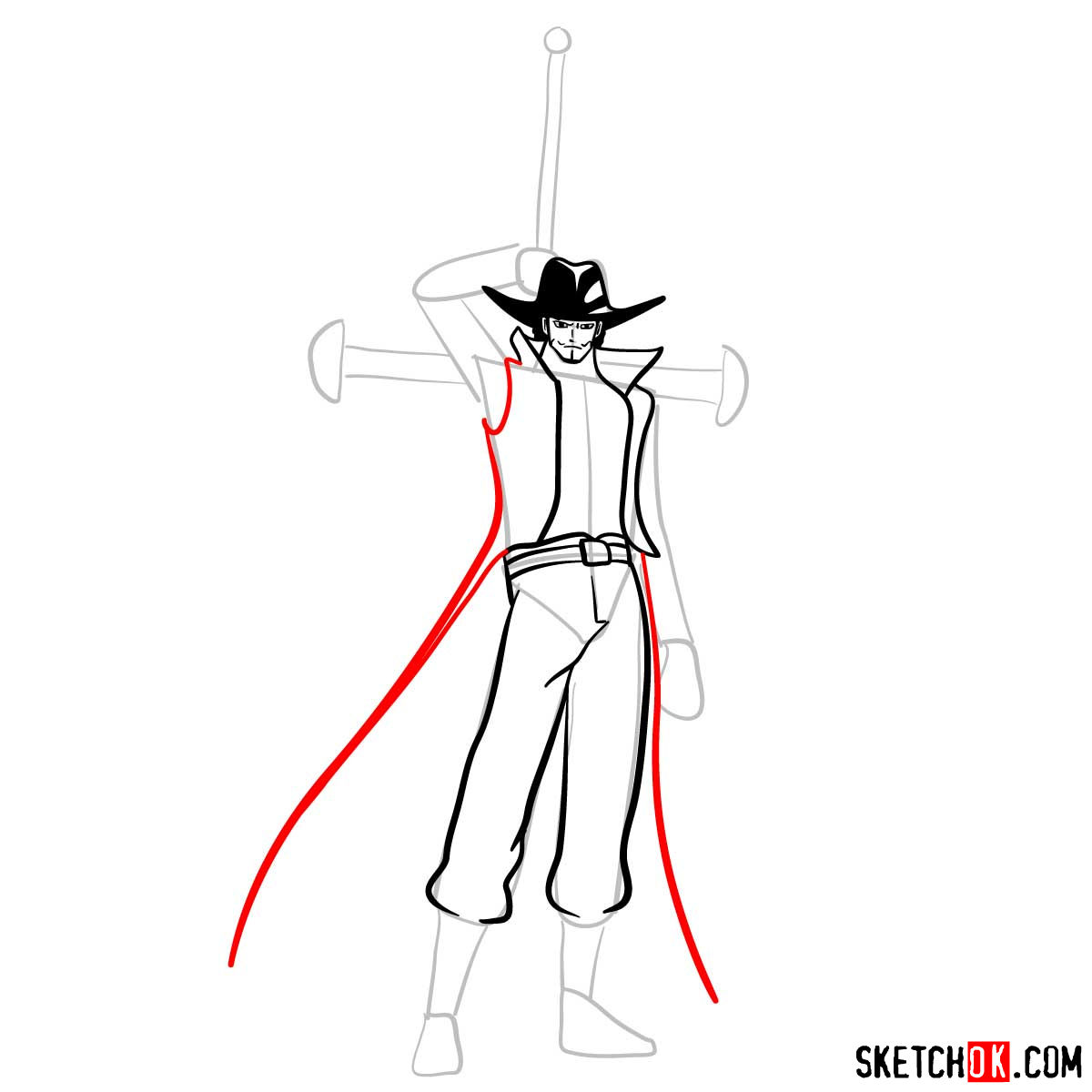 How to draw Dracule Mihawk full growth | One Piece - step 08